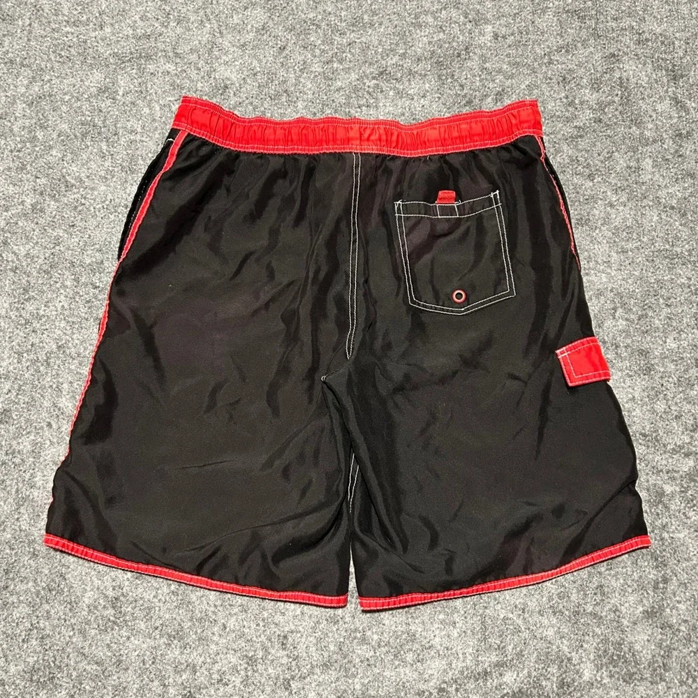 Ocean Pacific OP Black Red Board Shorts Skater Baggy Y2K Vintage Size Medium